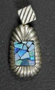 Chip Opal Inlay Pendant- Sterling - Picture 1 of 6