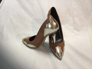 Boutique 9 High Heels womens shoes western cowgirl silver metal toe heel 9 1/2 - Picture 1 of 10