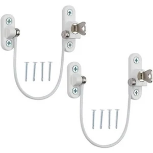 1 Pair of White Window Door Cable Restrictor Child Baby Safety Security Lock - Picture 1 of 7