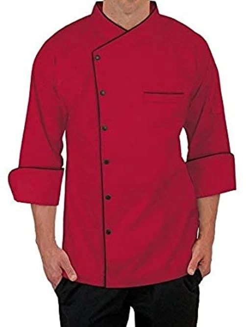 Chef Coat Short Sleeve Single Breast Jacket Black Piping Kitchen Work Uniform - Image 1 of 1