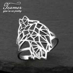 Anillo Teamer Hueco Lindo Lobo Acero Inoxidable para Mujeres Hombres Abierto Animal Joyería - Imagen 1 de 10