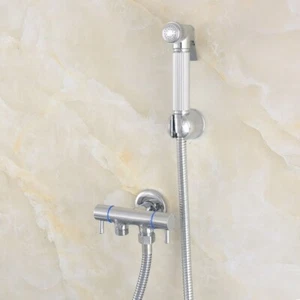 Polished Chrome Double Use Bathroom Bidet Faucet Hand Held Toilet Bidet Sprayer - Picture 1 of 7