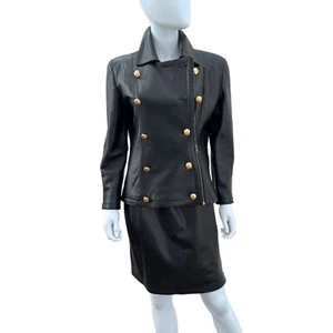 Vintage Anne Klein Leather Jacket Skirt Set - Picture 1 of 17