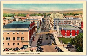 Virginia Street Looking North Reno Nevada NV Car Parking Building Postcard - Picture 1 of 2