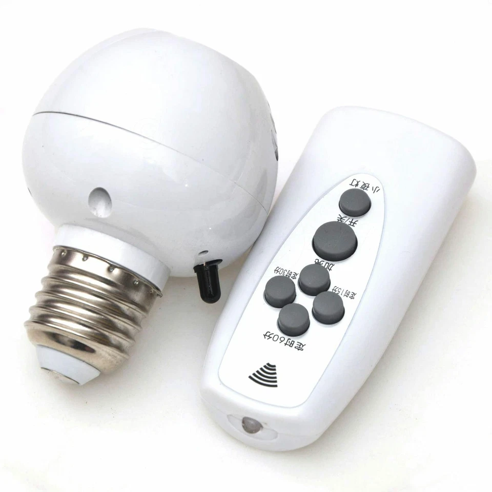 Wireless IR Remote Control E27 Light Bulb Holder Dimmable Timer Night Light Base - Image 1 of 4
