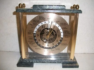 BOMBAY WORLD TIME CLOCK Greenish/Blue 1840104 made in Taiwan - Picture 1 of 3