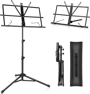 Music Stand for Sheet with Carrying Bag, Metal Sheet Music Stand Portable, Adjus
