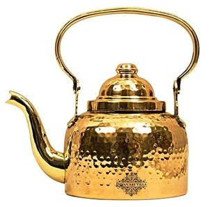 Gehämmerter Designer Messing Teekessel Kanne -1300 ml, Gold - Bild 1 von 3