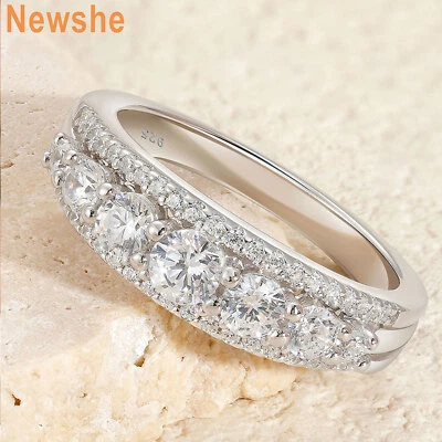 Newshe Stacked Eternity Ring Bands for Women 925 Silver Wedding Anniversary Band - Image 1 of 4