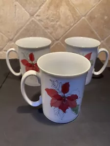 Block Spal Poinsettia Mug 1982 Watercolors Mary Lou Goertzen Straight Base Set 3 - Picture 1 of 2