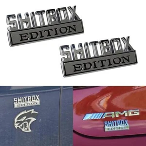 2PCS 3D SHITBOX EDITION Chrome emblem Badges fits Chevy Car Truck Sliver Black - Picture 1 of 4
