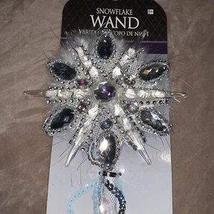 Snowflake Wand Faux Gemstones, White Marabou Trim - Baguette Flocon PLUR Novelty - Picture 1 of 3