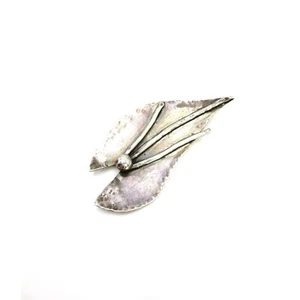 VTG Sterling Silver Art Nouveau Leaf Lily Pad Brooch Unisex Handmade Unsigned - Picture 1 of 4
