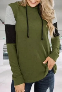 PINKMSTYLE Womens Color Block Hoodie Sweatshirts Tunic Pullover Tops Long Sleeve - Picture 1 of 5