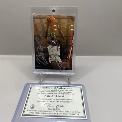 1996 Topps Stars #102 Nate Archibald en tarjeta tablero de puntuación automático sello y certificado de autenticidad Foto 1 de 4