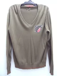 PUMA OLIVE GREEN V-NECK SWEATER PULLOVER L/S SHIRT SIZE L LARGE code EE68 - Picture 1 of 3