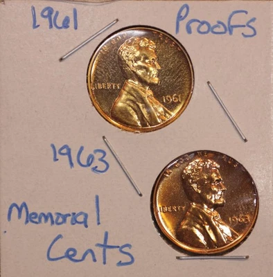 1961 & 1963 Proof Lincoln Cent Lot (2) - Image 1 of 2