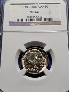 1938-D Buffalo Nickel  NGC MS66 SUPERB GEM  - Picture 1 of 2