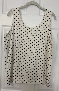 Chico’s Tank Blouse Size 3/XL Ivory Black Polka Dot Classic Layering Stretch  - Picture 1 of 6