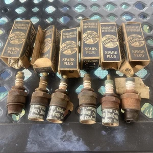 (6) NOS Champion C-4 Spark Plugs VINTAGE In Original Box - Picture 1 of 19