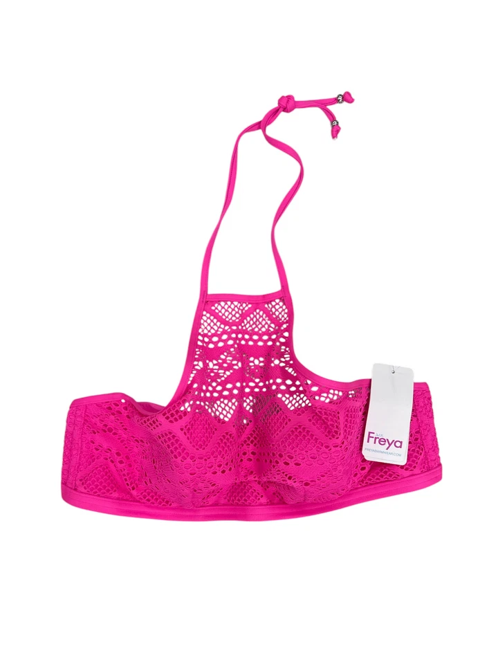 Freya HOT PINK Sundance Underwire Padded Hi-Neck Crop Swim Top, US 30E, UK 30DD - Imagem 1 de 1
