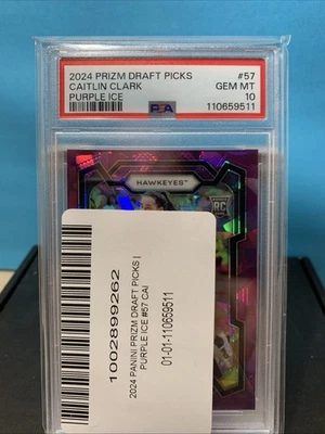 2024 PRIZM DRAFT PICKS CAITLIN CLARK #57 PURPLE ICE PRIZM/149( RC) PSA GEM MT 10 - Image 1 of 4