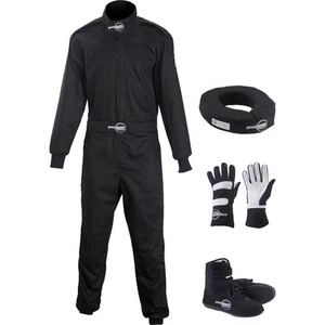 Speedway Motors 1-Pc. Black Racing Suit Set, Large, Shoe Size 9.5 - Picture 1 of 16