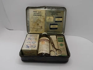 Vintage 1950s/60s Johnson & Johnson First Aid Auto Travel Kit Metal Full - Picture 1 of 8
