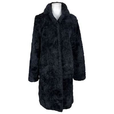 Vintage Y2K Betsey Johnson Faux Fur Coat Womens Medium Black Whimsigoth Long - Image 1 of 4