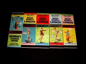 STANDARD OIL and GAS Bachman's Service 1947 Pin-Up Matchbook Covers set OF 5 - Picture 1 of 2