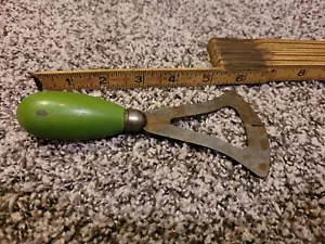 Vintage A & J Steel Chopper Kitchen Utensil Green Wooden Handle (One Blade) - Picture 1 of 6