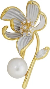 Lotus Blume Brosche Strass Perle Lotus Anstecknadel Perle Blume Abzeichen Brosch - Bild 1 von 7