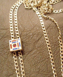 Antiguo Reloj Bolsillo 10K YG Cadena Esmalte Diapositiva Día del Padre Regalo 28" Largo - Imagen 1 de 2