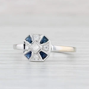 Nuevo Beverley K 0.46ctw Zafiro Azul Anillo Diamante Halo 18k Oro Blanco Talla - Imagen 1 de 10