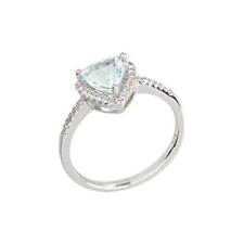 Pinctore 10KT White Gold 1ctw Aquamarine & 0.16ctw Diamond Classic Ring, Size 7