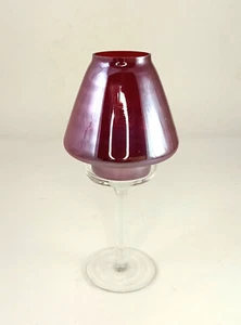 Ruby Red Tea Light/Votive Hurricane Lamp Candlestick Holder Christmas Holiday - Picture 1 of 4