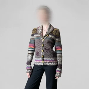 Ivko Women’s Colorful Wool/Nylon Shawl Collar Cardigan – Size 38EU / 6US / 10UK - Picture 1 of 14