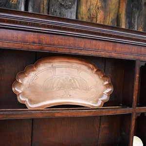 Antique Arts and Crafts Joseph Sankey Engraved Copper Tray Newlyn Style Charger - Picture 1 of 12