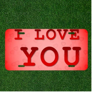 Custom Personalized License Plate Auto Tag With I LOVE YOU Heart Design Pink NEW - Picture 1 of 2