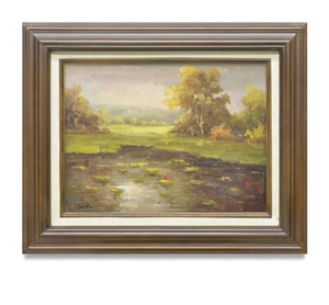 NY Art- Water Lilies in the Pond 12x16 Impressionist Oil Painting with Frame! - Picture 1 of 3