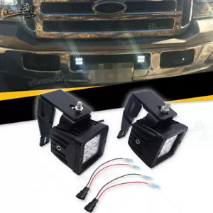 Fit 99-12 13 14 15 16 F250 F350 Super Duty Fog LED Light Pod+Bumper Bracket+Wire - Picture 1 of 8