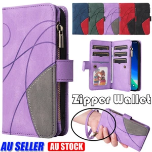 For iPhone 16 16e 15 14 13 12 11 Pro MAX Plus Wallet Case Zip Magnet Flip Cover - Picture 1 of 70
