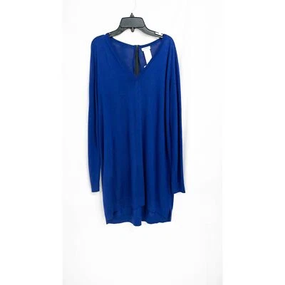Akris Punto Royal Blue Rare 100% Wool V-Neck Zipper Sweater Dress sz 12 - Image 1 of 4