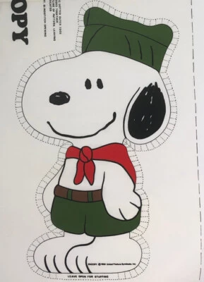 Vintage Peanuts Snoopy Scout Craft Fabric Panel Cut n Sew Pillow Toy Doll - Image 1 of 4