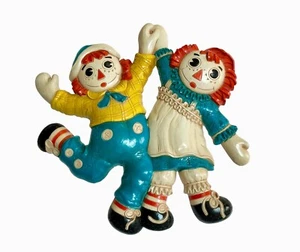 Vintage 1977 Raggedy Ann Raggedy Andy Wall Hanging Decor Plastic Bobbs-Merrill - Picture 1 of 7