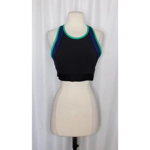 ALALA Colorblock Sports Bra Jade Green Navy Black Activewear Sporty Medium - Picture 1 of 9