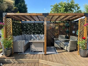 Pergola Base Post Garden Shade Weather Proof Hot Tub BBQ Wooden Garden Patio - Picture 1 of 33