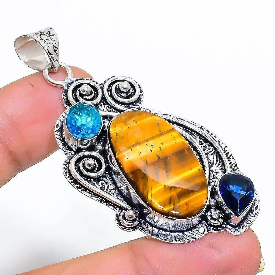 Ciondolo gioielli in argento sterling 925 fatto a mano con pietra preziosa... - Immagine 1 di 1