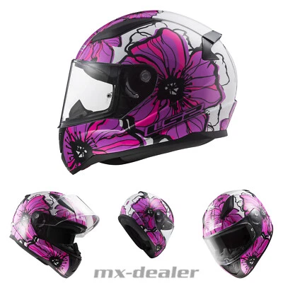 LS2 FF353 Rapid II Poppies Pink Motorrad Helm Integralhelm Race - Bild 1 von 4