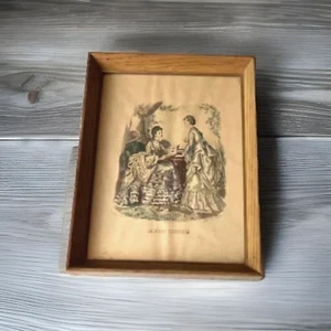 Antike LA MODE ILLUSTREE modische Teller VIKTORIANISCHE KLEIDER -- Spitze - Trubel - gerahmt - Bild 1 von 8